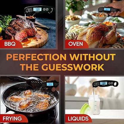Meat Thermometer | Ultra-Fast & Waterproof | Bright Backlight & Food Grade Probe | Auto Shut-Off | Includes Meat Temperature Chart | Perfect for Kitchen & Grilling