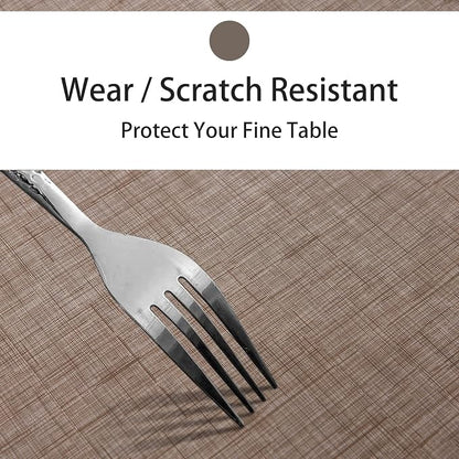 LIBERECOO Vinyl Tablecloth with Flannel Backing, Flaxen, Waterproof, Stain-Resistant, Easy-Clean Table Cover for Dining, Kitchen, and Outdoor Use, 60" x 84" Rectangle