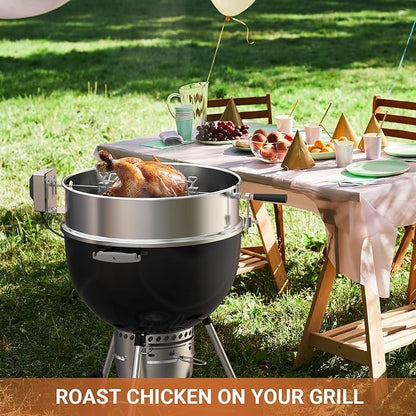 onlyfire Stainless Steel Weber Kettle Rotisserie Ring Kit Barbecue Tool Kit | For Weber 22 Inch Charcoal Kettle and Other Similar Grills, Turns Your Kettle Into A Chicken Roaster