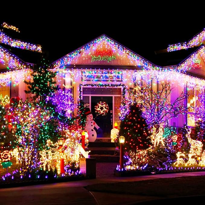 Dazzle Bright Outdoor Christmas String Lights, 1000 LED 328 FT Plug in Fairy Light with Remote Control 8 Modes & Timer, Waterproof Decoration for Home Garden Yard Xmas Wedding, Multi-Colored