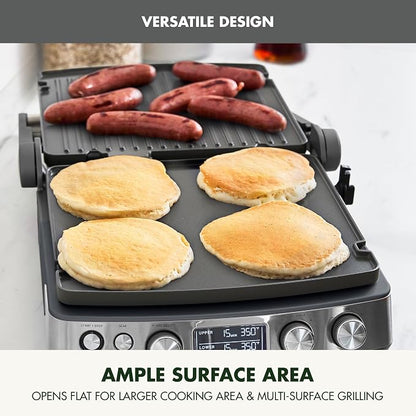 GreenPan Elite 6-in-1 Multi-Function Contact Grill & Griddle, Healthy Ceramic Nonstick Reversible Plates, Adjustable Shade & Shear, Closed Press/Open Flat Surface, PFAS-Free, Graphite