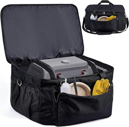 Padded Carry Bag for Charbroil Grill2Go X200 Tabletop Grill, Bag Only | Fully Lined with PE Foam, 5 Pockets, Rip-Proof Fabric, Adjustable Strap, Weather-Resistant, Portable BBQ Grill Carrying Case