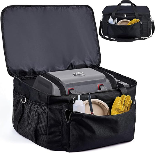 Padded Carry Bag for Charbroil Grill2Go X200 Tabletop Grill, Bag Only | Fully Lined with PE Foam, 5 Pockets, Rip-Proof Fabric, Adjustable Strap, Weather-Resistant, Portable BBQ Grill Carrying Case