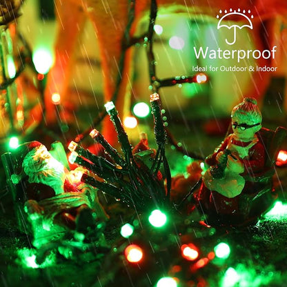 Brizled Red & Green String Lights, 78.74ft 240 LED Outdoor Christmas Lights | Connectable; 8 Modes; Waterproof; Memory; Timer; Twinkle Plugin Xmas Tree Mini Fairy Light for Outside Garden Party Decor