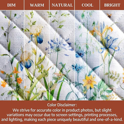 Maison d' Hermine Pot Holders 100% Cotton Heat Resistant Potholders 8" x 8" Hot Pads with Loop BBQ Cooking Baking Hotel Farmhouse Kitchen Handling Hot Pans Spring Summer (Pack of 2, Fleurs De Mai)