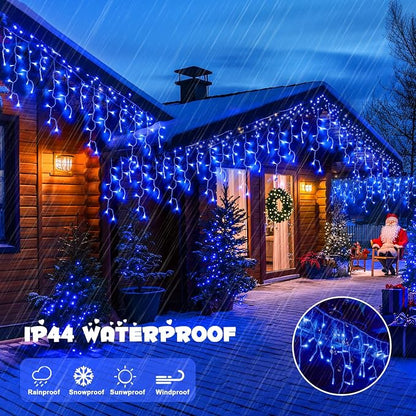 JMEXSUSS 800 LED Blue Icicle Christmas Lights Outdoor | Icicle Lights for Outside with 160 Drops, Christmas String Lights Indoor Outdoor for Party Holiday Christmas Decoration