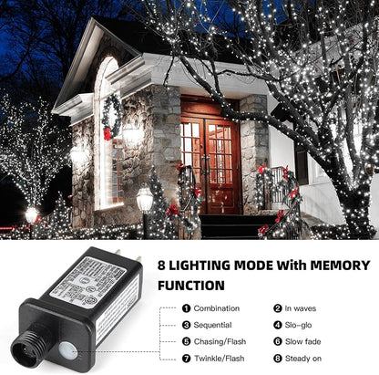 170FT 500 LED Christmas String Lights, Christmas Lights | End-to-End Plug 8 Modes - UL Certified - Outdoor Indoor Fairy Lights for Christmas Tree, Garden, Party, Wedding(Cool White)