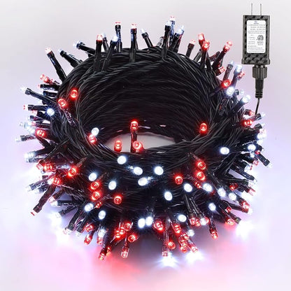 Brizled Red & White Christmas String Lights Indoor Outdoor, 78.74ft 240 LED | Connectable; 8 Modes; Waterproof; Timer; Twinkle Plug in Mini String Light for Xmas Tree Fireplace Party Valentine's Day