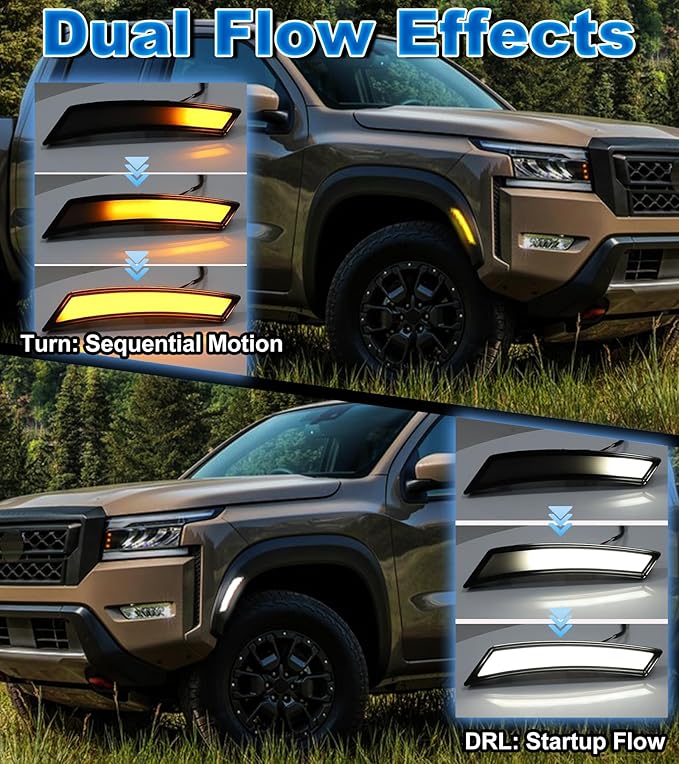 White Grill Lights and Smoked Fender Lights Bundles for Frontier 2022-2024