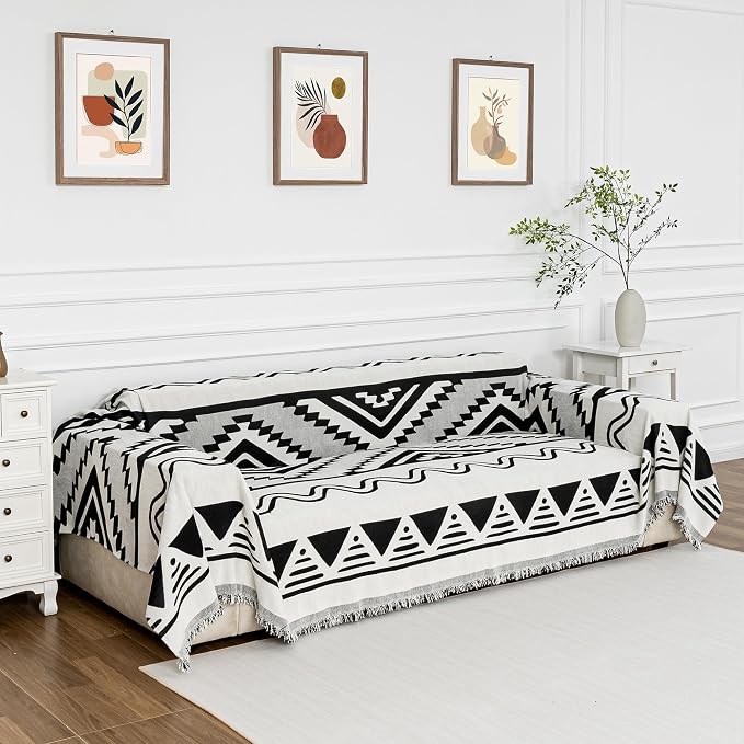 MYSKY HOME Couch Cover for Sectional Sofa Set Boho Geometric Furniture Sofa Cover Washable for Dog Cat Pets Couch Cover 3 Seat Sofa Chenille Couch Protector Multi-Use Couch Covers Blanket,71" X134"