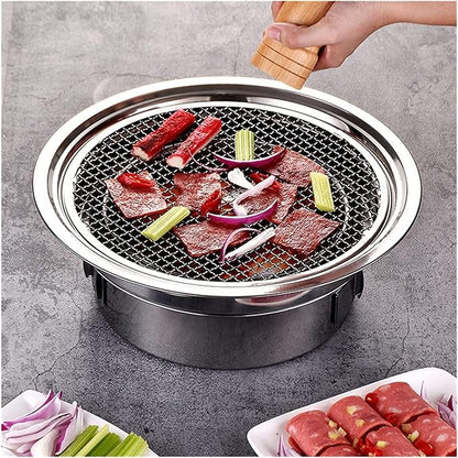 Charcoal grills Stainless Steel Charcoal Barbecue Grill Round Non-stick Barbecue Grills Portable Charcoal Grill For Outdoor Camping BBQ