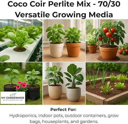 GARDENWISE Coco Perlite - Coco Coir Perlite Mix - 70/30 Growing Media - Hydroponic, Indoor & Outdoor, Grow Bags & House Plants (3 quarts)