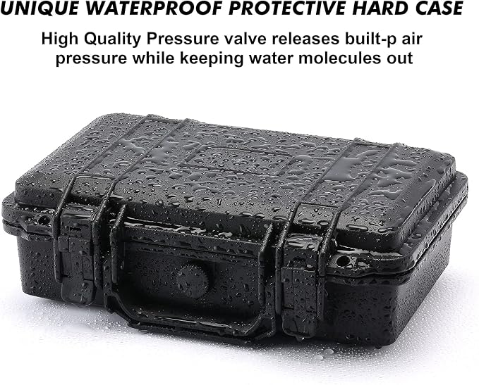 CASOMAN 11.5-Inch Water-Proof & Explosion-Proof Box, with Cush- Proof Sponge, IP67 Water Proof Grade, Customizable Foam