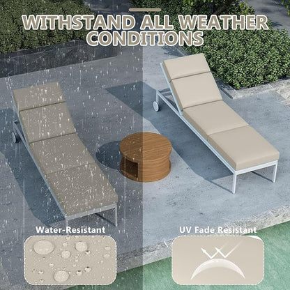 Chaise Lounge Cushions Outdoor, 80 x 26 x 4 Inch Lounge Chair Cushions for Outdoor Furniture - Waterproof Lounge Patio Replacement Cushion, 4In Fade-Resistant ThickPatio Chaise Lounge Cushion