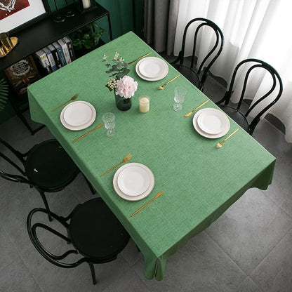 LIBERECOO Vinyl Tablecloth with Flannel Backing, Grass Green, Waterproof, Stain-Resistant, Easy-Clean Table Cover for Holiday, Dining, Kitchen, and Outdoor Use, 60" x 102" Rectangle