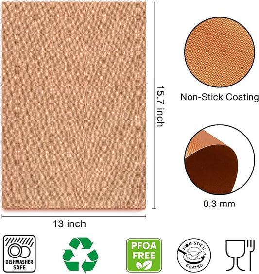 Grill Mats for Outdoor Grill Set of 6 BBQ Grill Mat Copper Grill Mat Heavy Duty Non Stick Grilling Sheet Reusable Easy to Clean-Electric Gas Charcoal Grill Outdoor Cooking Tools Accessories RV Camper