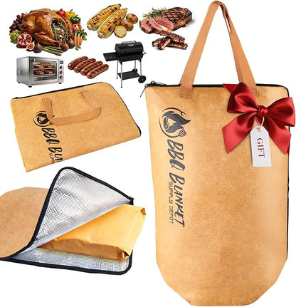 Brisket Blanket-BBQ Blanket for Resting Meat,Insulated Smoker Grilling Bag,Washable Oxford Cloth for Turkey,Steak,Easy to Clean Portable Meat Blanket (21 In),Gifts for BBQ Lovers,Men & Dad