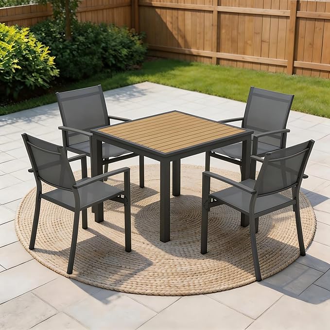 Heavy-Duty Metal Patio Chairs Set of 6, Outdoor Patio Chairs with Breathable Quick-Drying Textilene, Outdoor Chair with 110° Ergonomic High Backrest for Porch, Patio, Garden, Deck, Backyard