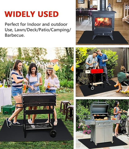 Protebox 60 x 40 inch Under Grill Mats for Outdoor Grill, Double-Sided Fireproof Deck and Patio Protector Mat, Waterproof Oil-Proof BBQ Floor Pad Indoor Fire Pit Fireplace Mat