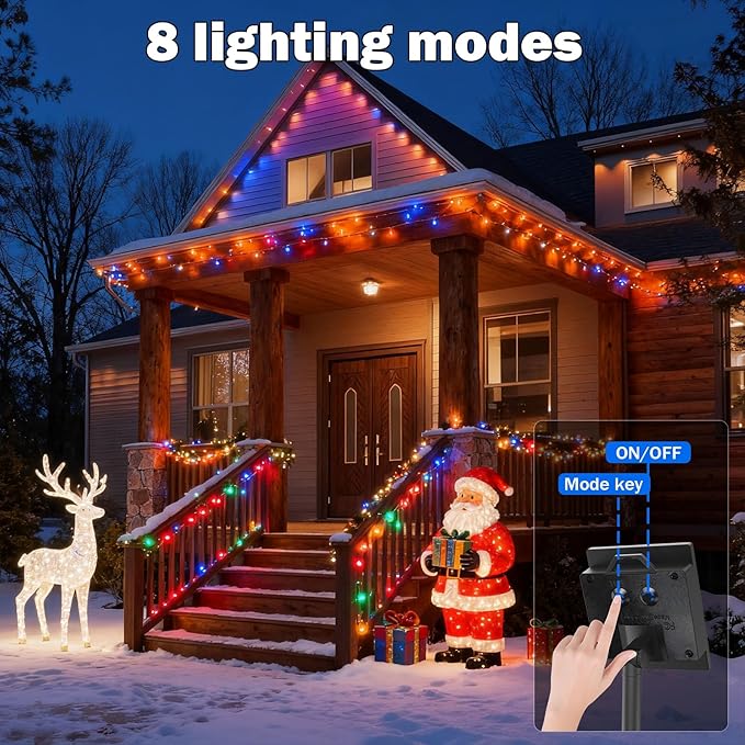 SOLARBABY 4 Pack Solar Christmas Lights Outdoor,Total 146Ft 400 LED Solar String Lights Outdoor with 8 Modes,Waterproof Multicolor Fairy Light for Outside Garden Yard Xmas Tree Christmas Decoration