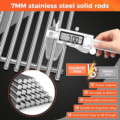 QuliMetal 7637 7MM Grill Parts for Weber Spirit E210, E220, S210, S215, Spirit 200 & GS4 Spirit II E210, Spirit II E220 Series with Front-Mounted Control, 17.5'' Stainless Steel Grates for Weber 7637