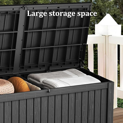 270 Gallon Resin Deck Box Waterproof Outdoor Storage Box for Patio Furniture Pool Accessories Indoor Storage for Cushion Garden Tools, Black