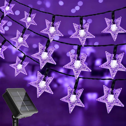 Twinkle Solar Star String Lights Outdoor Waterproof Fairy Lights 39FT 100 LED with 8 Lighting Modes for Camping Garden Wedding Party Tree Holidays Backyard Patio (Purple)