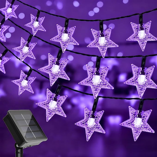 Twinkle Solar Star String Lights Outdoor Waterproof Fairy Lights 39FT 100 LED with 8 Lighting Modes for Camping Garden Wedding Party Tree Holidays Backyard Patio (Purple)