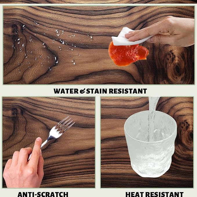Wood Grain Decorative Rectangle Table Cloth Brown Vintage Walnut Wood Grain Rustic Rectangle Polyester Table Cloths Kitchen Table Cover for Dining BBQ Picnic Coffee Table 52" x 70" 4-6 Seats