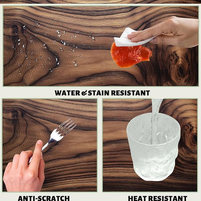 Wood Grain Decorative Rectangle Table Cloth Brown Vintage Walnut Wood Grain Rustic Rectangle Polyester Table Cloths Kitchen Table Cover for Dining BBQ Picnic Coffee Table 52" x 70" 4-6 Seats