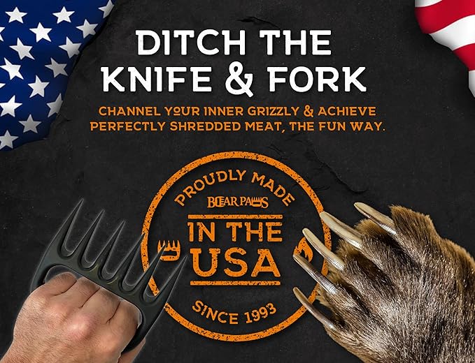 The Original Bear Paw Meat Shredder - Claws for Shredding Pork, Chicken & Any Meat (Black)