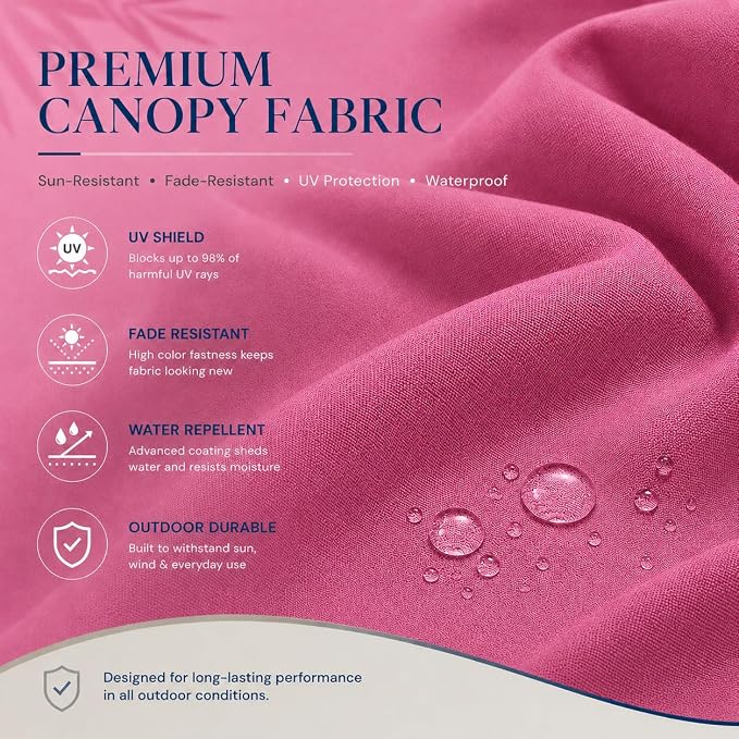 10ft Patio Umbrella, 3-Tier Vented Outdoor Table Umbrella with 8 Sturdy Fiberglass Ribs, Windproof Market Umbrella with Push Button Tilt and Crank, UV Protection for Deck, Pool, Rose Pink