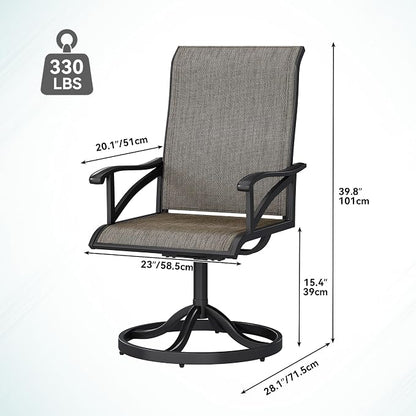 DWVO 6 Set Outdoor Swivel Chairs, Premium Patio Swivel Chairs High Back & Heavy Duty Frame, All Weather Outdoor Swivel Chairs Set of 6 for Porch Lawn Patio, Brown