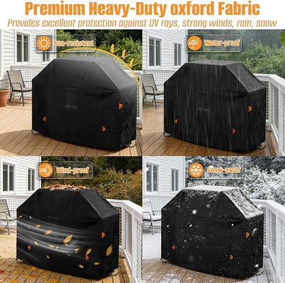 LYHNMW 60 Inch Grill Cover for Weber Genesis II, LX 300 and Genesis 300 Series Outdoor Gas Grill, Heavy Duty 600D Waterproof & Dustproof Grill BBQ Covers, Anti-UV, Rip-Proof Island Grill Cover