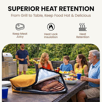 BBQ Prep Tub with BBQ Blanket, 16L Multifunctional Camping Cutting Board with Locking Lid, Reusable Meat Resting Bag for Smoking, Collapsible Dish Basin for Marinating Food (Large 16L)