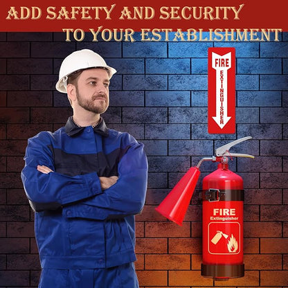 Fire Extinguisher Signs, 15 Pack 4x12 Inch Fire Extinguisher Signs for Home Business, Strong Self Adhesive Safety Sticker Sign, UV Protected, Weather, Indoor & Outdoor