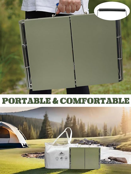 Charmline 20x14inch Big Foldable Portable Charcoal Grill, Charcoal Grills for Camping, Picnics, Gardens and Beach Parties, Green, With 44x24in Fireproof Mat