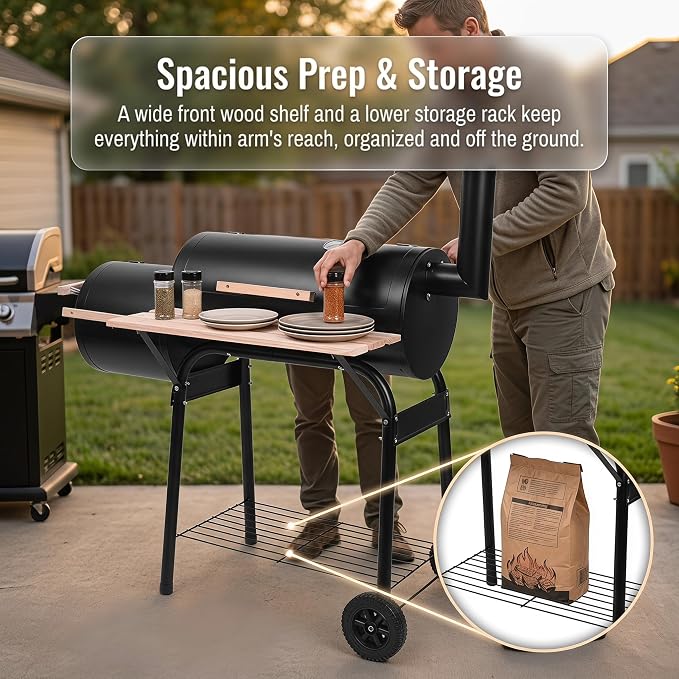 Charcoal Grills, Spherical Portable Charcoal Grills with 2 Wheels & Chimney, Barbecue Grill for Outdoor Backyard