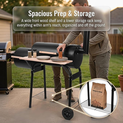 Charcoal Grills, Spherical Portable Charcoal Grills with 2 Wheels & Chimney, Barbecue Grill for Outdoor Backyard
