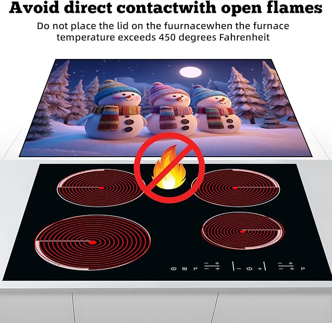 Christmas Multi-Design Stove Cover for Glass/Electric Stoves - 3-in-1 Heat-Resistant Protector Mat, Non-Slip Drying Rack 28"x20"