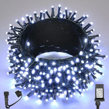 WBao Long Cool White Christmas Lights Indoor Outdoor 500LED 174ft, Super Bright LED Christmas String Lights with UL Certified, 8 Light Modes, Timer, Memory & Waterproof for Trees, Patio, Party Decor
