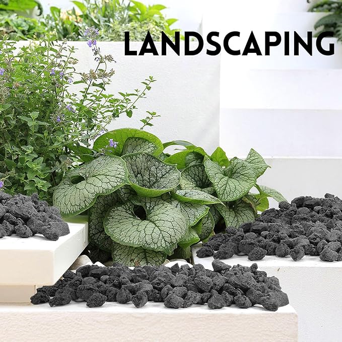 GasSaf 20 Pounds Black Lava Rocks for Fire Pit, Fireplace, Gas Fire Tables, Gas Log Set, Decorative Landscaping Rocks for Indoor and Outdoor (0.8-1.2 Inch)