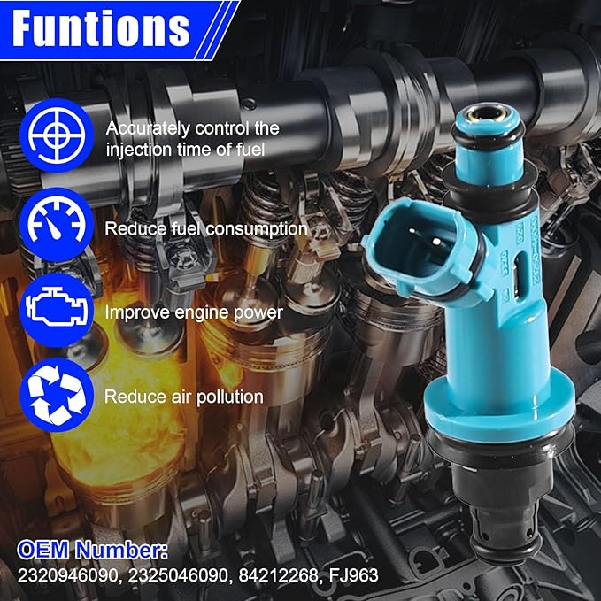 FJ963 Fuel Injectors Set of 6 for 2JZ 3.0L L6 – Lexus IS300 2001-2005, GS300 1998-2004, SC300 1998-2000 & Toyota Supra 1998 – Replacement 23250-46090 23209-46090