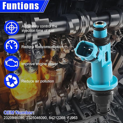 FJ963 Fuel Injectors Set of 6 for 2JZ 3.0L L6 – Lexus IS300 2001-2005, GS300 1998-2004, SC300 1998-2000 & Toyota Supra 1998 – Replacement 23250-46090 23209-46090