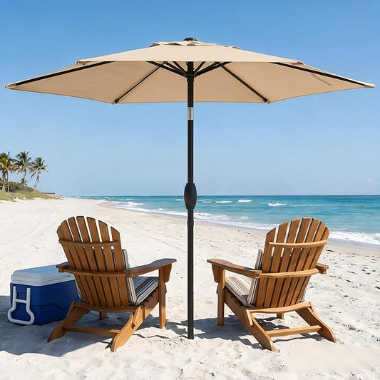 Wisteria Lane Outdoor Patio Umbrella, 7.5' Patio Umbrella, Market Umbrella, Large Outdoor Umbrella, Metal Pole Umbrella with Push Button Tilt and Crank, Polyester Canopy