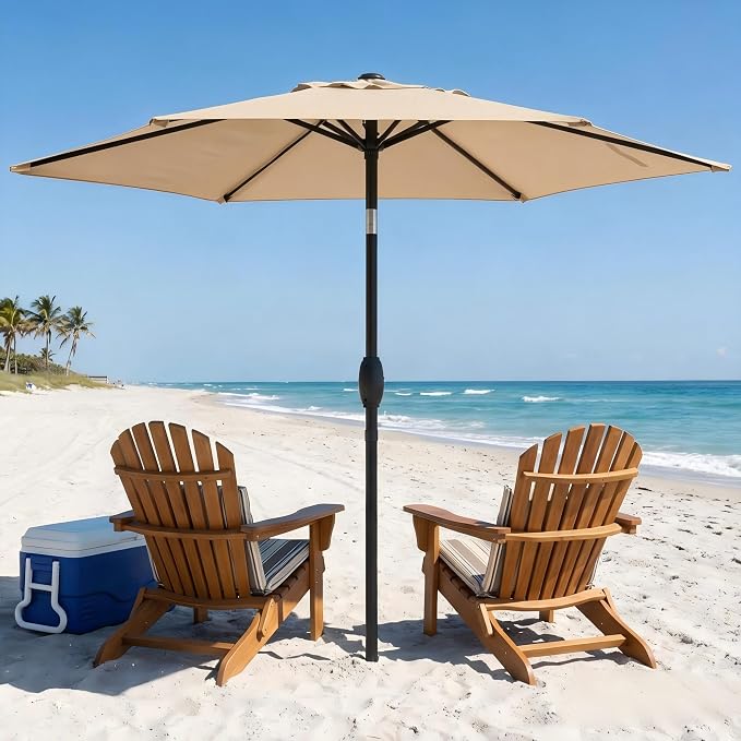SUNVIVI OUTDOOR Outdoor Patio Umbrella, Patio Umbrella, Market Umbrella, Large Outdoor Umbrella, Metal Pole Umbrella with Push Button Tilt and Crank, Polyester Canopy