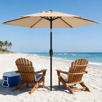SUNVIVI OUTDOOR Outdoor Patio Umbrella, Patio Umbrella, Market Umbrella, Large Outdoor Umbrella, Metal Pole Umbrella with Push Button Tilt and Crank, Polyester Canopy