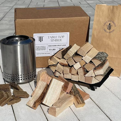 Mini Firewood, Wood-Fuel pellets, and fire Starters - Compatible with Solo Stove Mesa and Mesa XL - Size Options Available (5.5" Length Logs)