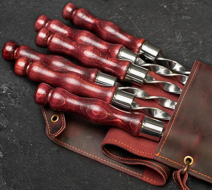 Grilling Supplies for BBQ - Outdoor Skewers Set - Premium Barbecue Skewers Tool Sets Grill Utensils - BBQ Gear - Grill Skewers Set with Case Asgard Burgundy Color