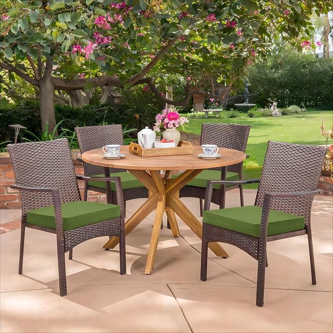 HARBOREST Outdoor Chair Cushions Set of 4, Water Resistant Patio Chair Cushions with Ties, Square Corner Outdoor Seat Cushions for Patio Furniture, 18.5"x16"x3", Grass Green